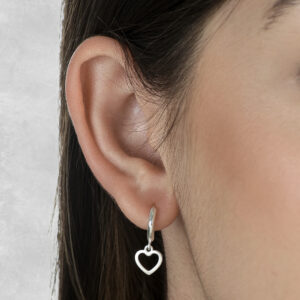 Brinco de Argola com Coração em Prata 925